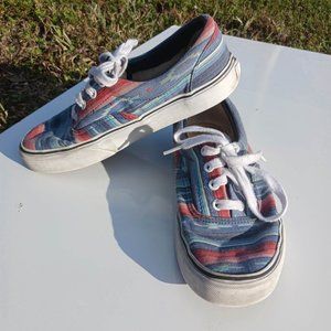 Vans Size 6 Red Blue Mix Kid's Sneaker Shoes